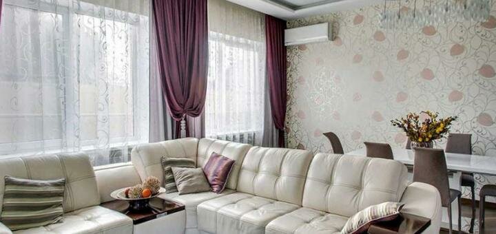 Custom-made curtains at the Organza textile design studio in Kiev. Order with a discount.
