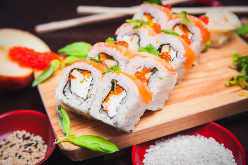 Yapona hata sushi-bar network. order sushi with a discount